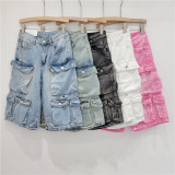 Vintage Washed Multi-Pocket Denim Shorts GZYN-3835