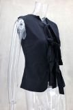 Sleeveless Tie Up Solid Tops GLYK-LX046