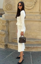 Ruffles V Neck Little Fishtail Skirt Two Piece Set GLYK-LX0100