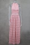 Off Shoulder Halterneck Lace Pleated Long Skirt Suit GLYK-LX005