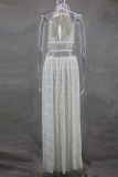 Off Shoulder Halterneck Lace Pleated Long Skirt Suit GLYK-LX005