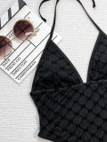 Mesh Patchwork Halterneck One Piece Swimsuit CSYZ-G187W
