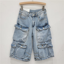 Vintage Washed Multi-Pocket Denim Shorts GZYN-3835