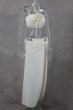 Sleeveless Knit Split High-Waisted Half-Body Skirt Three-Piece Set GLYK-LX013