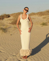Fashion Sleeveless Solid Color Tassel Maxi Dress GLYK-LX0104