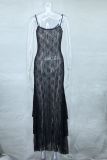Lace See Through Sling Maxi Dress GLYK-LX0106