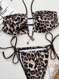 Laopard Print Tie Up Bikinis Swimsuit 2 Piece Set CSYZ-TM20HY