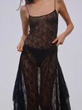 Lace See Through Sling Maxi Dress GLYK-LX0106