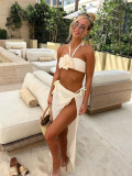 Sleeveless Knit Split High-Waisted Half-Body Skirt Three-Piece Set GLYK-LX013
