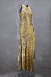 Sleeveless Hot Stamp Press Pleated Maxi Dress GLYK-LX054