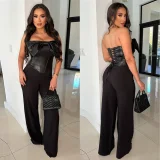 PU Leather Wrap Chest Bow Tank Top YNSF-2681