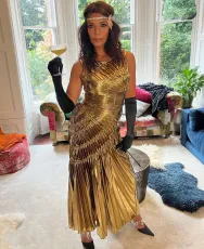 Sleeveless Hot Stamp Press Pleated Maxi Dress GLYK-LX054