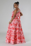 Sexy Print Halterneck Loose Big Swing Maxi Dress XHXF-442