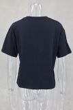 Flower Print Round Neck T-Shirt GLYK-LX042