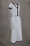 Plus Size Short Sleeve Zipper Two PIece Skirts Set GLYK-LX002