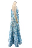 Sexy Print Halterneck Loose Big Swing Maxi Dress XHXF-442