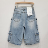 Vintage Washed Multi-Pocket Denim Shorts GZYN-3835