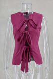 Sleeveless Tie Up Solid Tops GLYK-LX046
