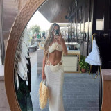 Sleeveless Knit Split High-Waisted Half-Body Skirt Three-Piece Set GLYK-LX013