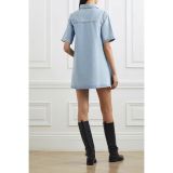 Washed Short Sleeve Denim Loose Mini Dress GLYK-LX053