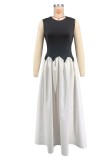 Sleeveless Patchwork Irregular Maxi Dress XHXF-443
