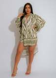 Long Sleeve Loose Irregular Beach Shirt XHXF-973