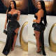 PU Leather Metal Zipper Sexy Split Half-body Skirt YNSF-2679