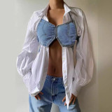 Wrap Chest Halterneck Denim Tank Top GLYK-LX008