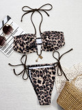 Laopard Print Tie Up Bikinis Swimsuit 2 Piece Set CSYZ-TM20HY