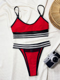 Striped Color Block Split Sport 2 Piece Swimsuit CSYZ-G166RX