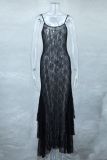 Lace See Through Sling Maxi Dress GLYK-LX0106