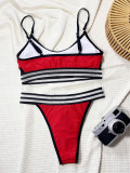 Striped Color Block Split Sport 2 Piece Swimsuit CSYZ-G166RX
