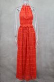 Off Shoulder Halterneck Lace Pleated Long Skirt Suit GLYK-LX005