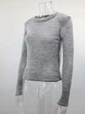 Hollow Out Knits Casual Long Sleeve Top GLYK-LX003