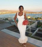 Fashion Sleeveless Solid Color Tassel Maxi Dress GLYK-LX0104