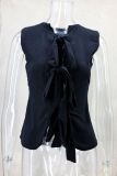 Sleeveless Tie Up Solid Tops GLYK-LX046