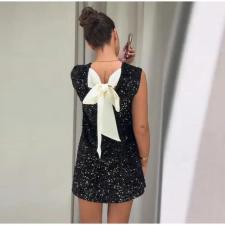 Sequin Lace-Up Bow Mini Dress GLYK-LX0120