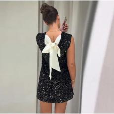 Sequin Lace-Up Bow Mini Dress GLYK-LX0120