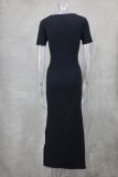 Short Sleeve V Neck Midi Dress GLYK-LX070