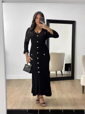 Long Sleeve Knits Slim Maxi Dress GLYK-LX059