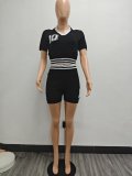 Contrast Color Knits Short Two Piece Set TK-6335