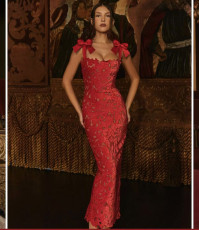 Bow Embroidered Hollow Out Maxi Dress GLYK-LX0119