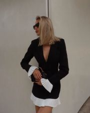 Contrast Color Ruffles Blazer MIni Dress GLYK-LX0115
