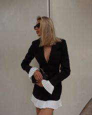 Contrast Color Ruffles Blazer MIni Dress GLYK-LX0115