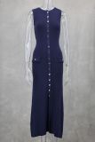 Sleeveless Knits Slim Long Dress GLYK-LX076