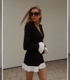 Contrast Color Ruffles Blazer MIni Dress GLYK-LX0115
