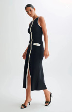 Sleeveless Single-breasted Button Long Dress GLYK-LX074