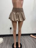  Solid Color Bubble Pleated Mini Skirt TK-6338