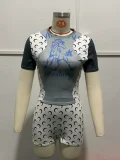 Color Block Print Short Sleeve Shorts Suit GYZY-8989