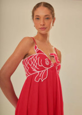 Embroidered Tube Tops Pressed Pleat Sling Maxi Dress GLYK-LX069